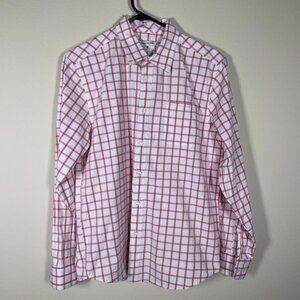 Southern Proper Men's Pink & White Button-Up Plaid Shirt Henning Medium!